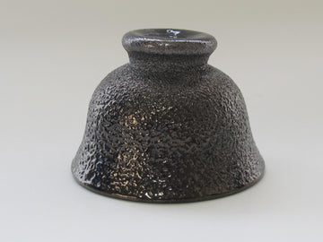 ガラス黒薩摩 桜島灰銀箔金彩 丸盃