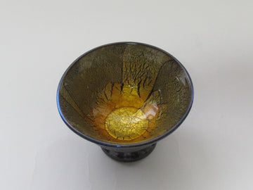 ガラス黒薩摩 桜島灰銀箔金彩平盃