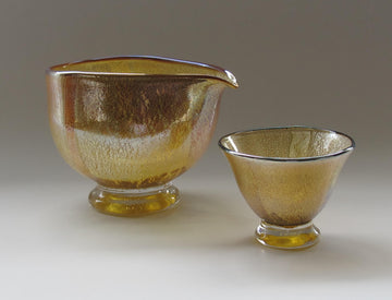 銀箔金彩酒器揃え(片口×1、盃×1)