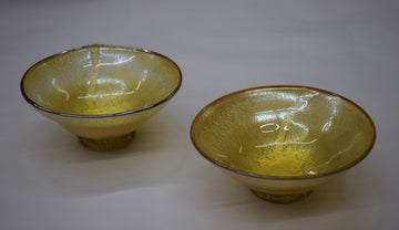 銀箔金彩 平鉢(口巻き茶)