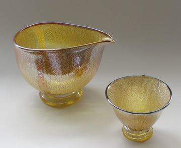 銀箔金彩酒器揃え(片口×1、盃×1)