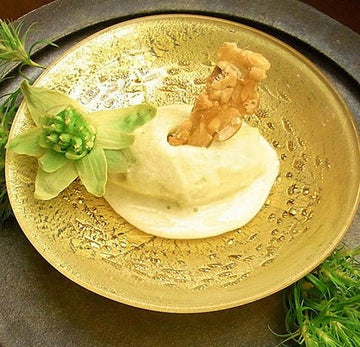 銀箔金彩 飴釉七寸鉢