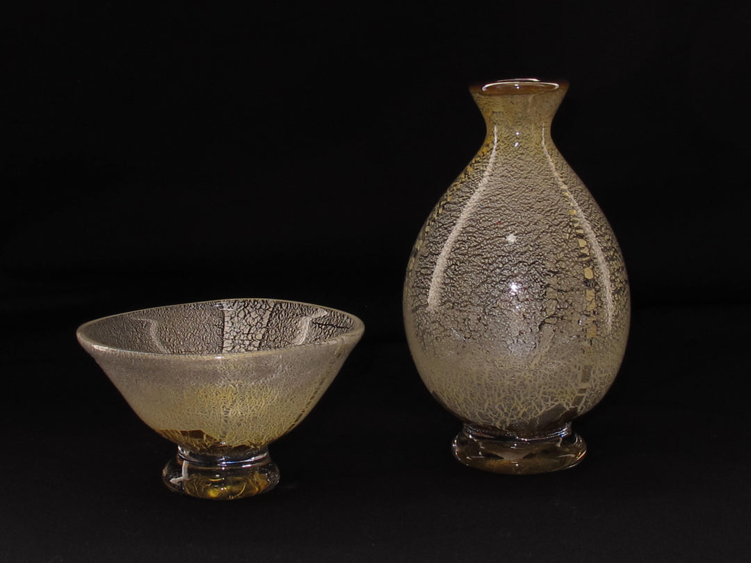 白銀彩徳利と平盃の冷酒用酒器揃え（徳利×1、平盃×1） 限定一点モノ