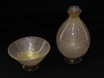 白銀彩徳利と平盃の冷酒用酒器揃え（徳利×1、平盃×1） 限定一点モノ