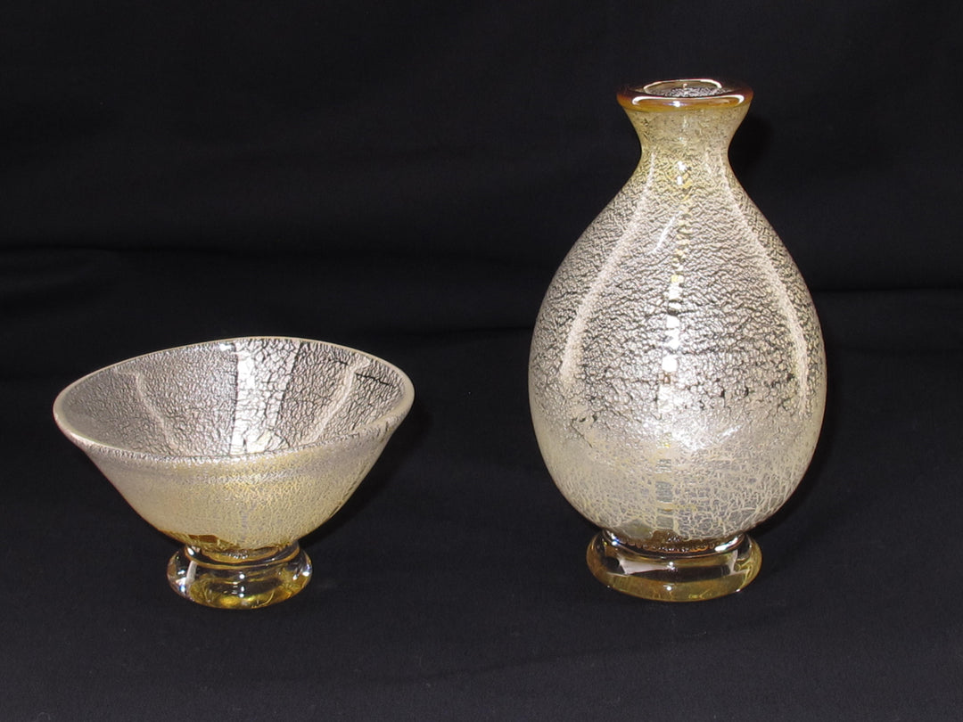 白銀彩徳利と平盃の冷酒用酒器揃え（徳利×1、平盃×1） 限定一点モノ