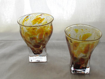 銀箔金彩散らし　キュービックGlass