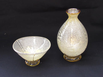 白銀彩徳利と平盃の冷酒用酒器揃え（徳利×1、平盃×1） 限定一点モノ