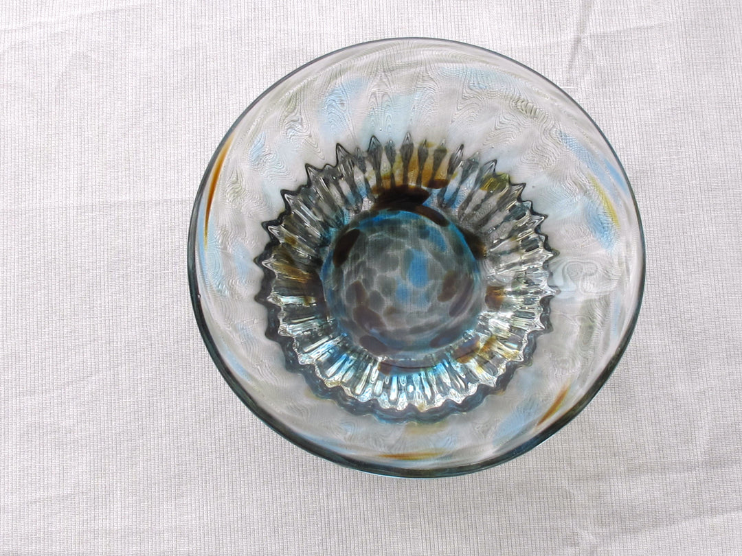 彩散らし 青・茶　小鉢