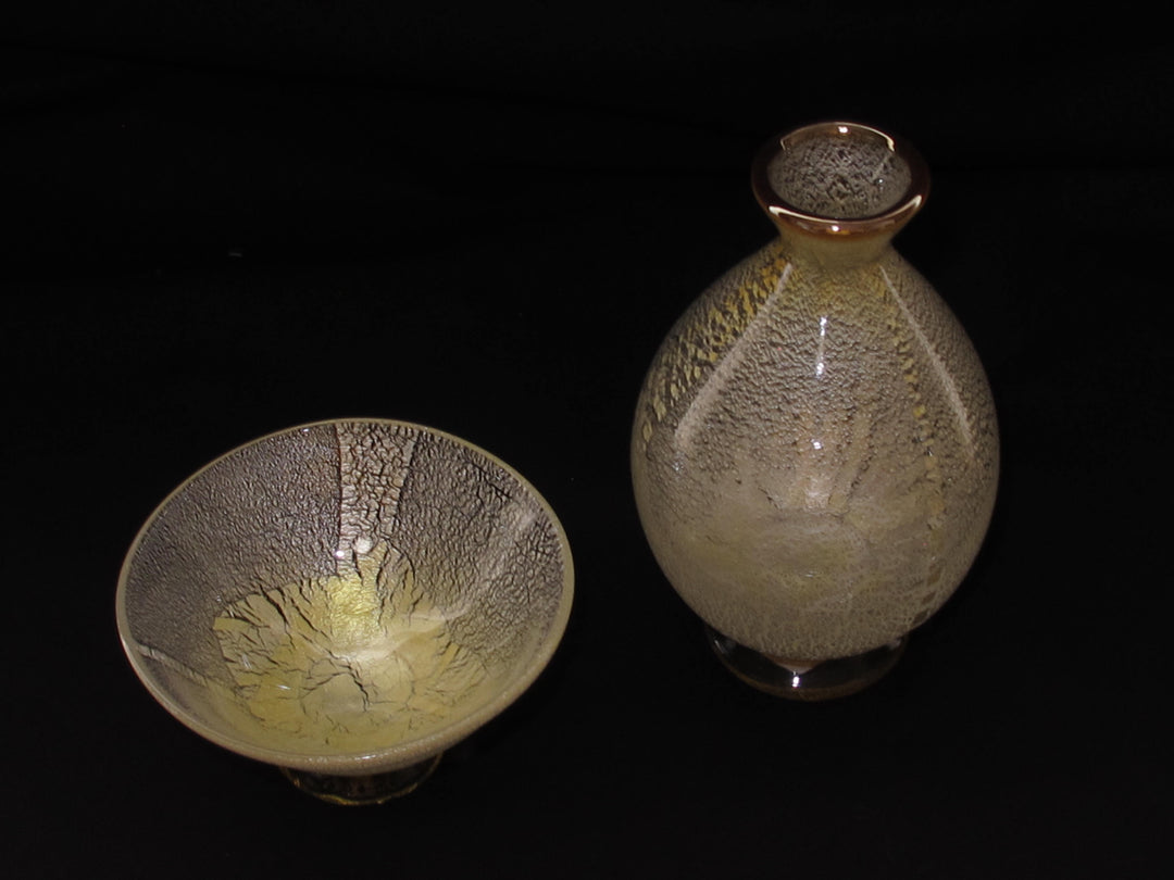 白銀彩徳利と平盃の冷酒用酒器揃え（徳利×1、平盃×1） 限定一点モノ