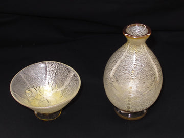 白銀彩徳利と平盃の冷酒用酒器揃え（徳利×1、平盃×1） 限定一点モノ