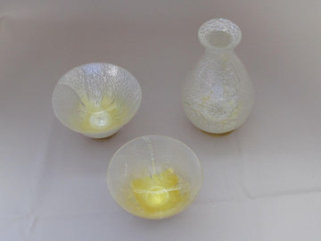 白銀彩徳利と盃の冷酒用酒器揃え（徳利×1、盃×2） 限定一点モノ