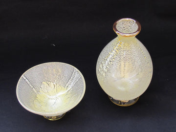 白銀彩徳利と平盃の冷酒用酒器揃え（徳利×1、平盃×1） 限定一点モノ