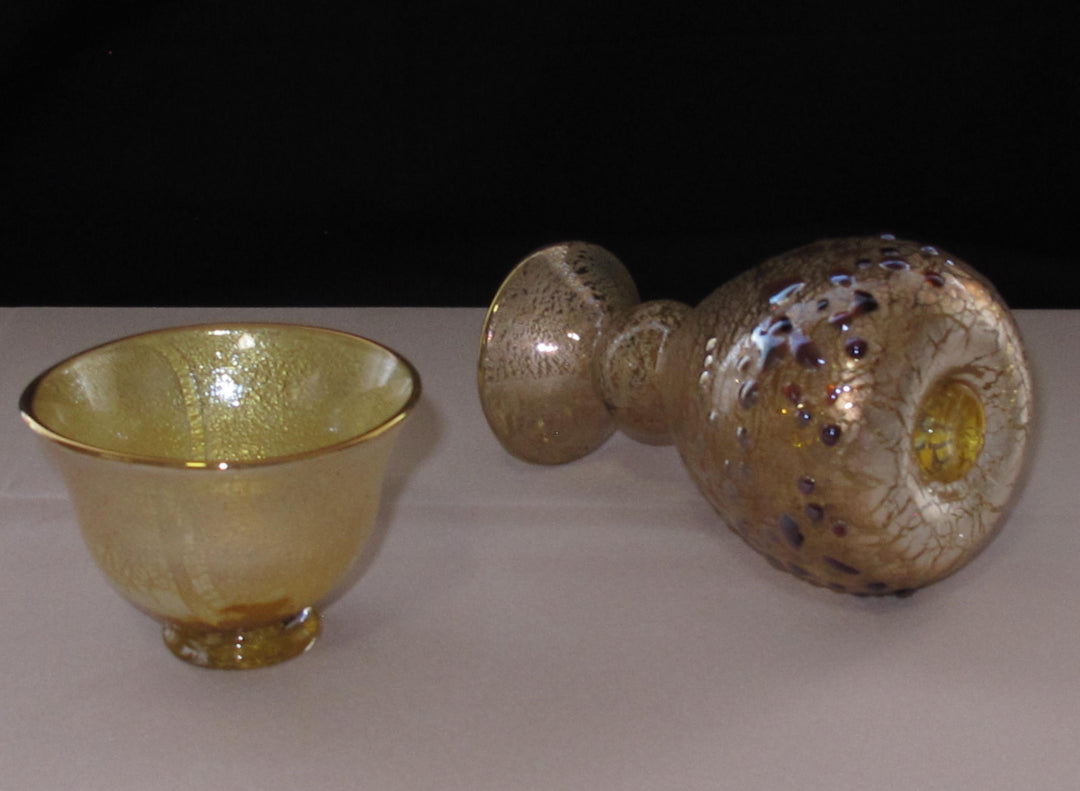 銀箔金彩徳利と盃の冷酒用酒器揃え（徳利×1、盃×1） 限定一点モノ