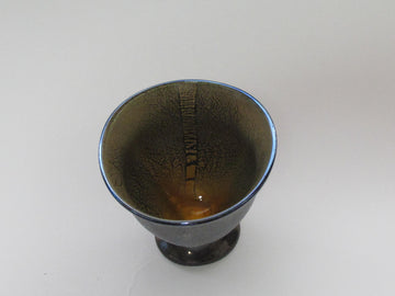 ガラス黒薩摩　銀箔金彩フリーカップ