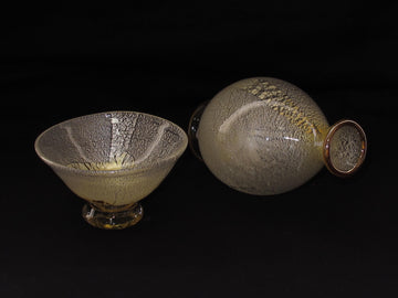 白銀彩徳利と平盃の冷酒用酒器揃え（徳利×1、平盃×1） 限定一点モノ