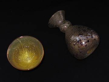 銀箔金彩徳利と盃の冷酒用酒器揃え（徳利×1、盃×1） 限定一点モノ