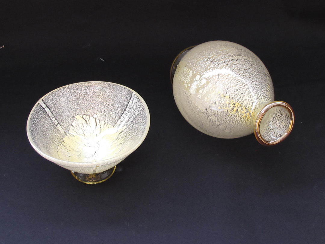 白銀彩徳利と平盃の冷酒用酒器揃え（徳利×1、平盃×1） 限定一点モノ