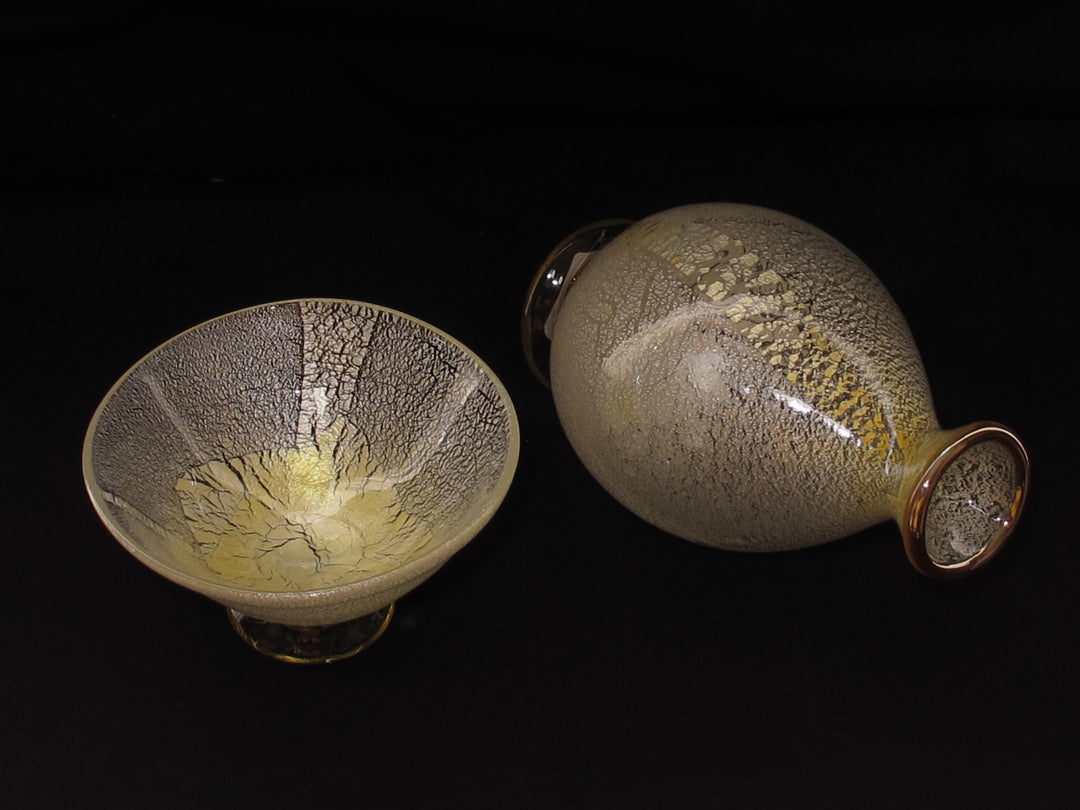 白銀彩徳利と平盃の冷酒用酒器揃え（徳利×1、平盃×1） 限定一点モノ