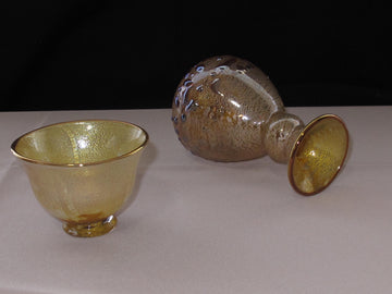 銀箔金彩徳利と盃の冷酒用酒器揃え（徳利×1、盃×1） 限定一点モノ