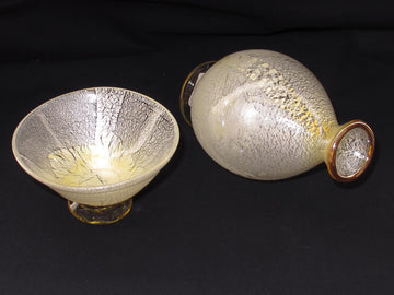 白銀彩徳利と平盃の冷酒用酒器揃え（徳利×1、平盃×1） 限定一点モノ