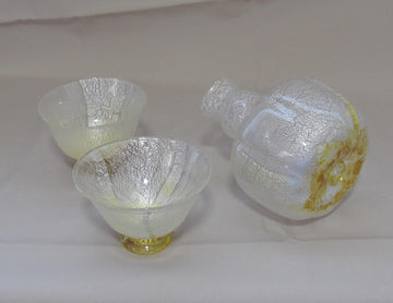 白銀彩瓶子徳利と盃の冷酒用酒器揃え（徳利×1、盃×2） 限定一点モノ