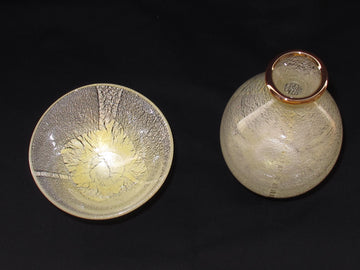 白銀彩徳利と平盃の冷酒用酒器揃え（徳利×1、平盃×1） 限定一点モノ