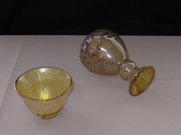 銀箔金彩徳利と盃の冷酒用酒器揃え（徳利×1、盃×1） 限定一点モノ